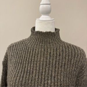 Ann Taylor Metallic Gold Shimmer Brown Thick Knit Warm Sweater